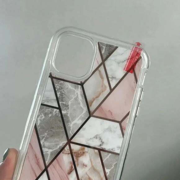 Marble Geometric iPhone 11 Case – Pink & Gold - Picture 4 of 4